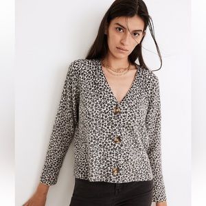 Madewell Ditsy Cameron Ribbed Cardigan Sweater